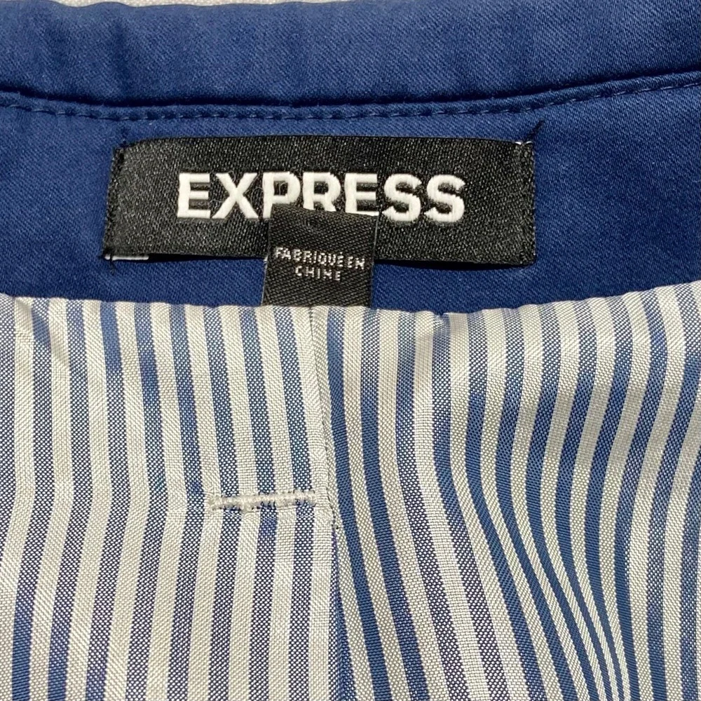 Express Blazer Suit Jacket Men's Medium Navy Blue 2 Button Slim Fit Top Coat EUC